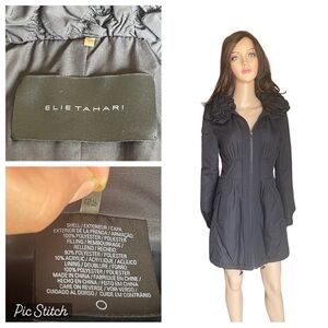 Elie Tahari Performance Coat
Jacket Womens Rouched Long
Full Zip Black XS